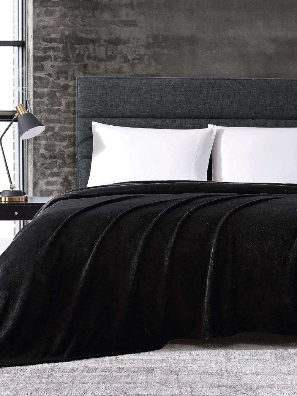 Kenneth Cole Queen Blanket,  Cozy Home Solid Black, Queen 883893836181
